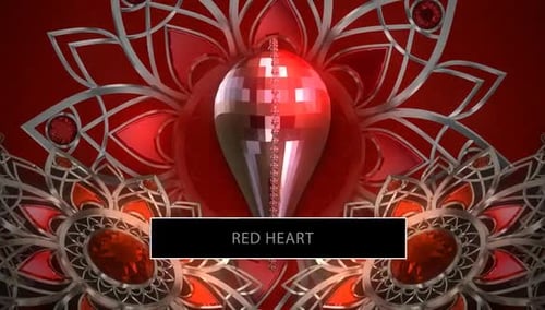 Shimmering Red Heart Animation with Decorative Jewel Pattern Background