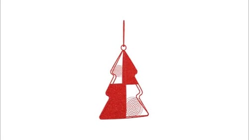 Red Glitter Christmas Tree Ornament Spinning