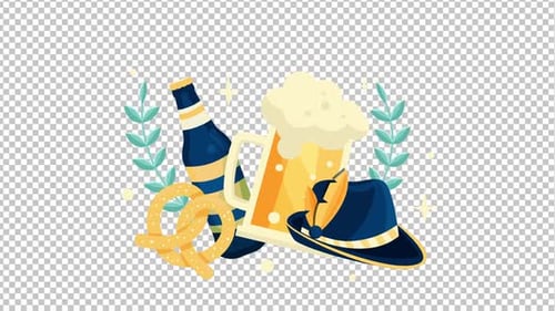 Oktoberfest Celebration Elements Flat Design Animation