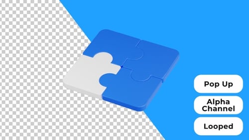 3D Pop Up Animation of Jigsaw Puzzle | Productivity | Alpha Channel | Color Key