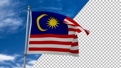 Waving Malaysia Flag Seamless Loop Animation