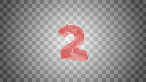 Fluid Red Number Two Animation on Alpha Channel