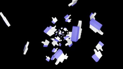 Falling 3D Thumb Up Hands, Loopable with Alpha Matte