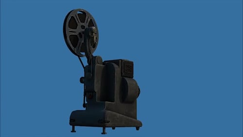 Vintage Film Projector Rotating Animation with Alpha Channel