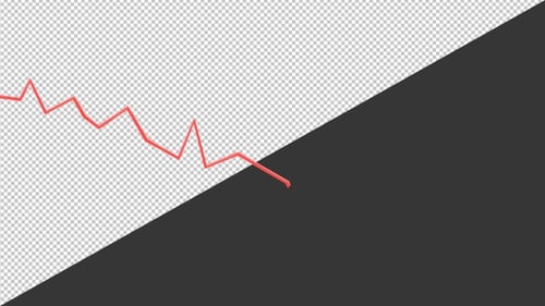 3D-Animation des Red Down-Börsendiagramms | Alpha Channel
