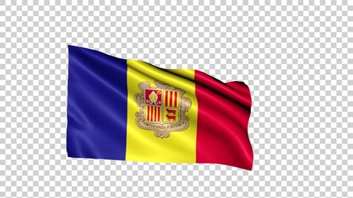 Waving Flag of Andorra Seamless Loop Animation