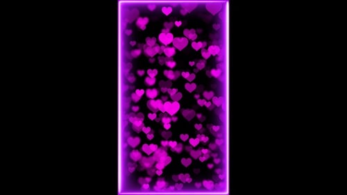 Vertical Neon Border Pink Heart Background Loop V2