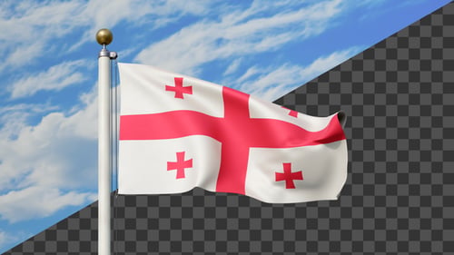 Flagge von Georgia, die auf einem Fahnenmast weht, Alpha im Lieferumfang enthalten
