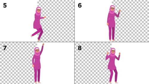 2D Animated Muslim Woman Character Action Pack