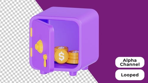 3D Animated Safe Box | Alpha Channel