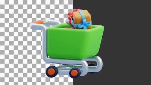 3D Animation of Digital E-commerce Cart | Alpha Channel