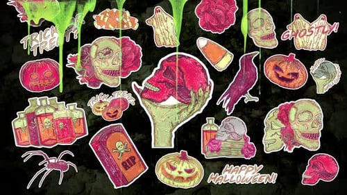Grunge Animated Halloween Stickers Pack