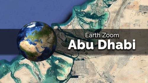 Abu Dhabi (United Arab Emirates) Earth Map Zoom to the City from Space