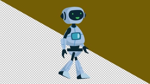 Robot Animation Walk 4k Alpha