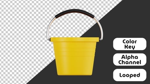 Animated 3D Yellow Bucket with Handle Reveal