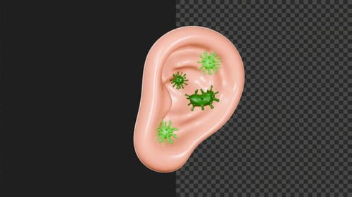 3D Cute Stylized Ear Disease Animation | 4K | Alpha Channel | Transparent | 6s