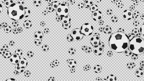Fundo de animação de bolas de futebol caindo, no Alpha Channel, Loop
