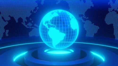News Background Rotating Earth Globe
