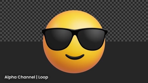 3D Smiling Face with Sunglasses Emoji Animation | Alpha Loop