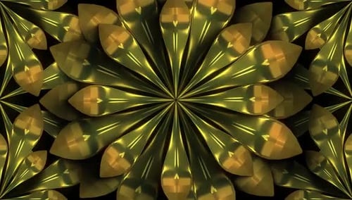 Abstract Golden Geometric Flower Pattern Seamless Loop