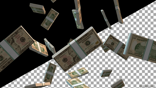 Falling Bundles of Ten Dollar Bills Animation