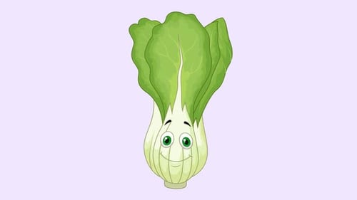 Cute Smiling Bok Choy Vegetable Character Animated Winking