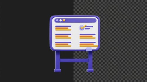 3D Digital Whiteboard Animation Transparent Background