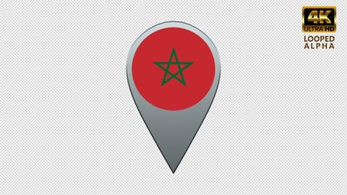 3D Morocco Flag Map Pin Location Indicator Animation
