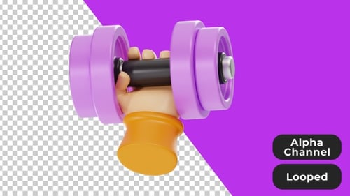 3D Animated Hand Hold Dumbbell | Alpha Channel