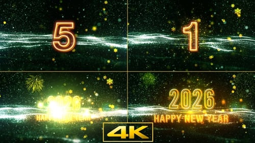 Festive Happy New Year 2026 Countdown with Golden Text and Fireworks