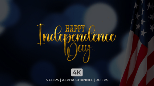 Alles Gute zum Unabhängigkeitstag, Schriftzug, Textanimation