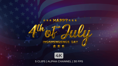 Joyeux 4 juillet, fête de l'indépendance, lettrage, texte et animation