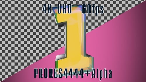 3D Number 1 animation | UHD | 60fps | Alpha channel