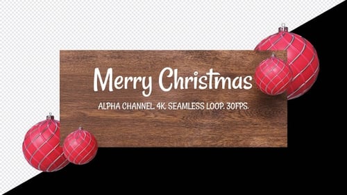 Animated Wooden Frame with Floating Christmas Ornaments