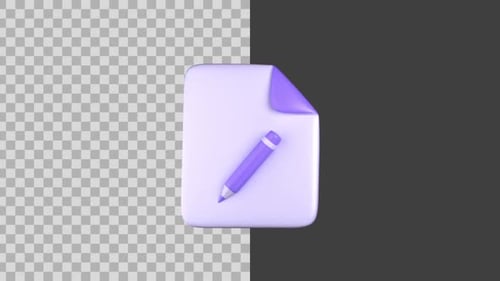 3D Animated Document and Pencil Editing Icon