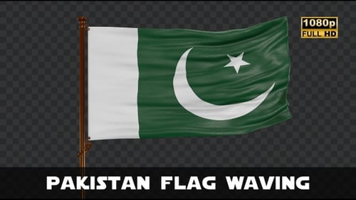 Realistic Pakistan Flag Waving on Black Background