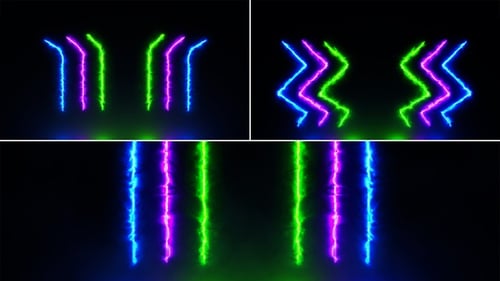 Animated Neon Electric Lines and Chevron Shapes