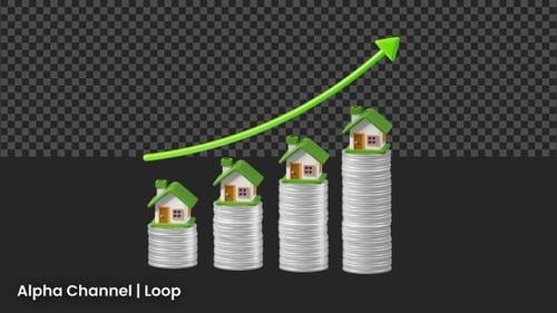 3D House Prices Rising Chart Animation | Alpha Loop