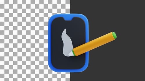 3D Animation of Creating Art Anywhere with Mobile Drawing Tools | Alpha Channel