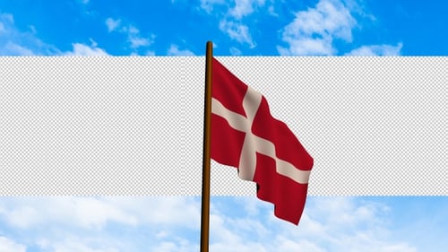 Waving Denmark National Flag Animation