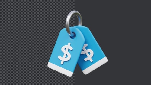 Animated 3D Price Tags with Dollar Sign