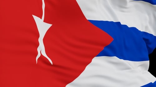 Waving Vertical Cuban Flag with Alpha Channel