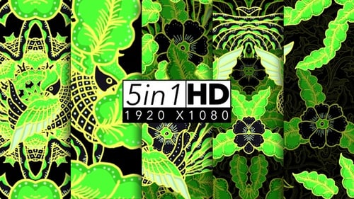 Animated Decorative Batik Bird and Floral Pattern Loop Background