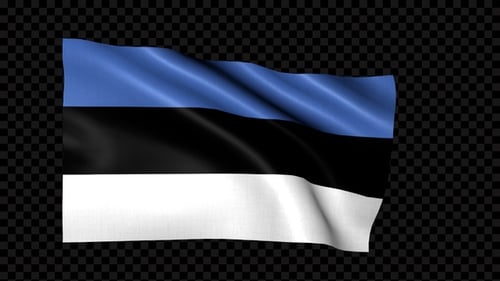 Realistic Waving Estonian Flag Animation with Alpha Channel