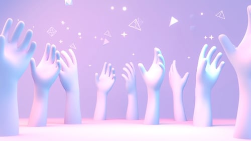 Dreamy Abstract 3D Hands Animation with Geometric Particles