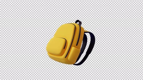 3d Back School Icon Education Online Class Concept School Bag Animation