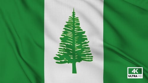 Realistic Fabric Flag Waving with Green Tree Symbol