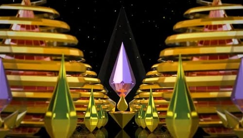 Luxurious Rotating Gold and Purple Crystal Geometric Background Loop