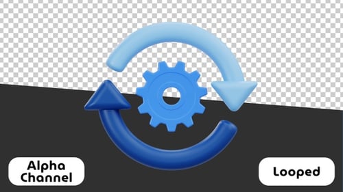 Gear Mechanism 3D Animation – Workflow and Automation Visual | Alpha Channel