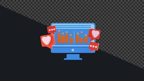 Financial Planning 3D 4K Animation with Social Media Icons